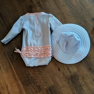 Ruffle butts bathing suit and sun hat